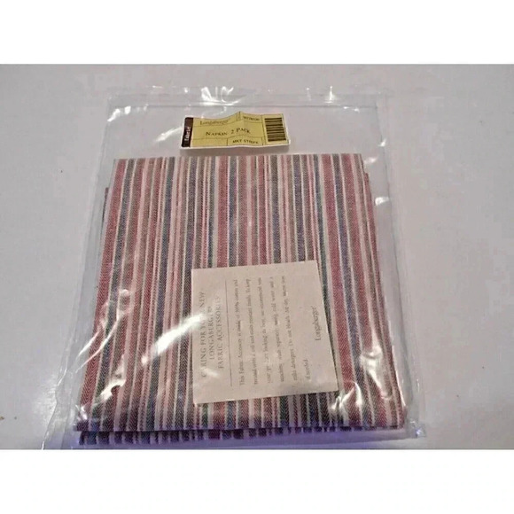 Lot of 4 New in Bag Market Stripe Longaberger Fabric Napkins - Picture 1 of 3